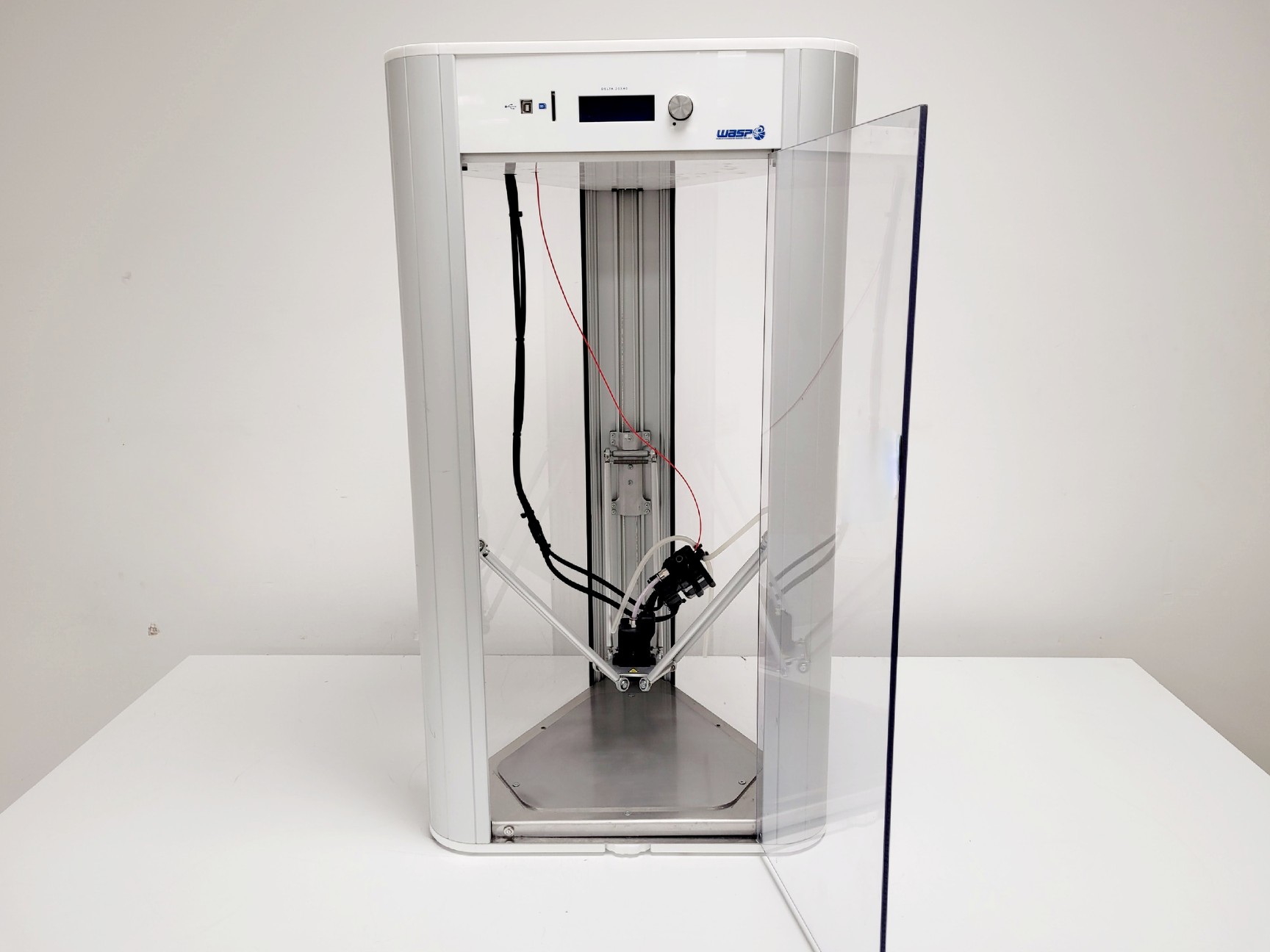 Image of Delta Wasp 20X40 T2 3D Printer w/ Red PLA 1.65LB Filament & Gray 1.43LB Filament