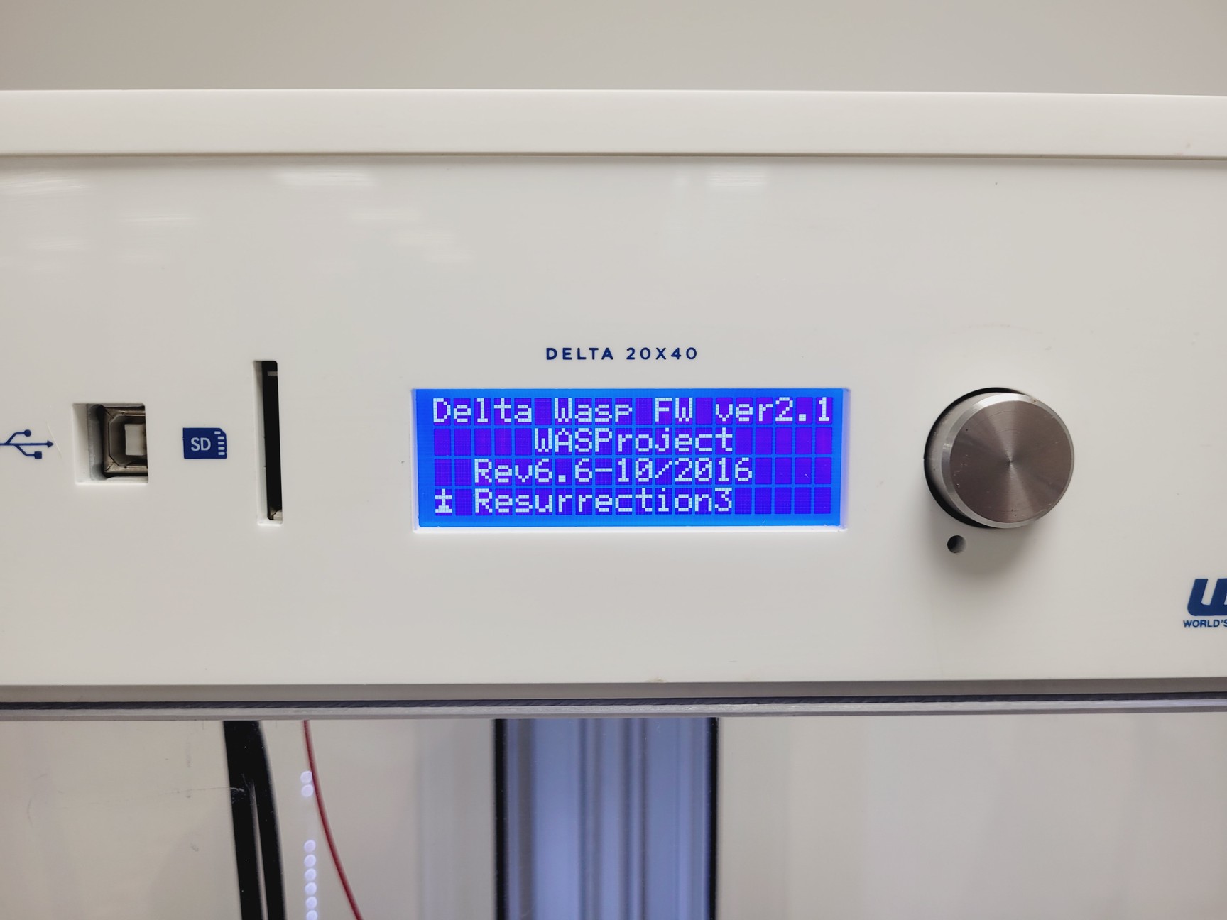 Image of Delta Wasp 20X40 T2 3D Printer w/ Red PLA 1.65LB Filament & Gray 1.43LB Filament