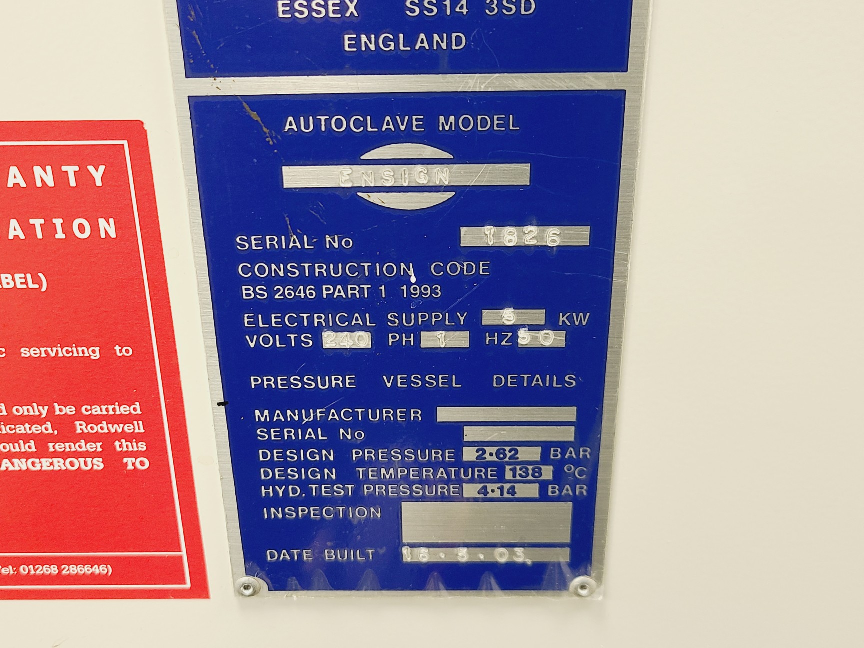 Image of Rodwell Ensign Floor Standing Autoclave