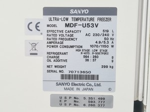Thumbnail image of Sanyo MDF-U53V Ultra Low Temperature Freezer ULT Lab
