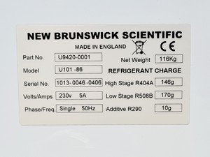Thumbnail image of New Brunswick Innova U101 -86 Ultra Low Temperature Freezer