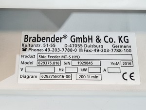 Thumbnail image of Brabender Side Feeder - MT-S HYD - 629375.016 