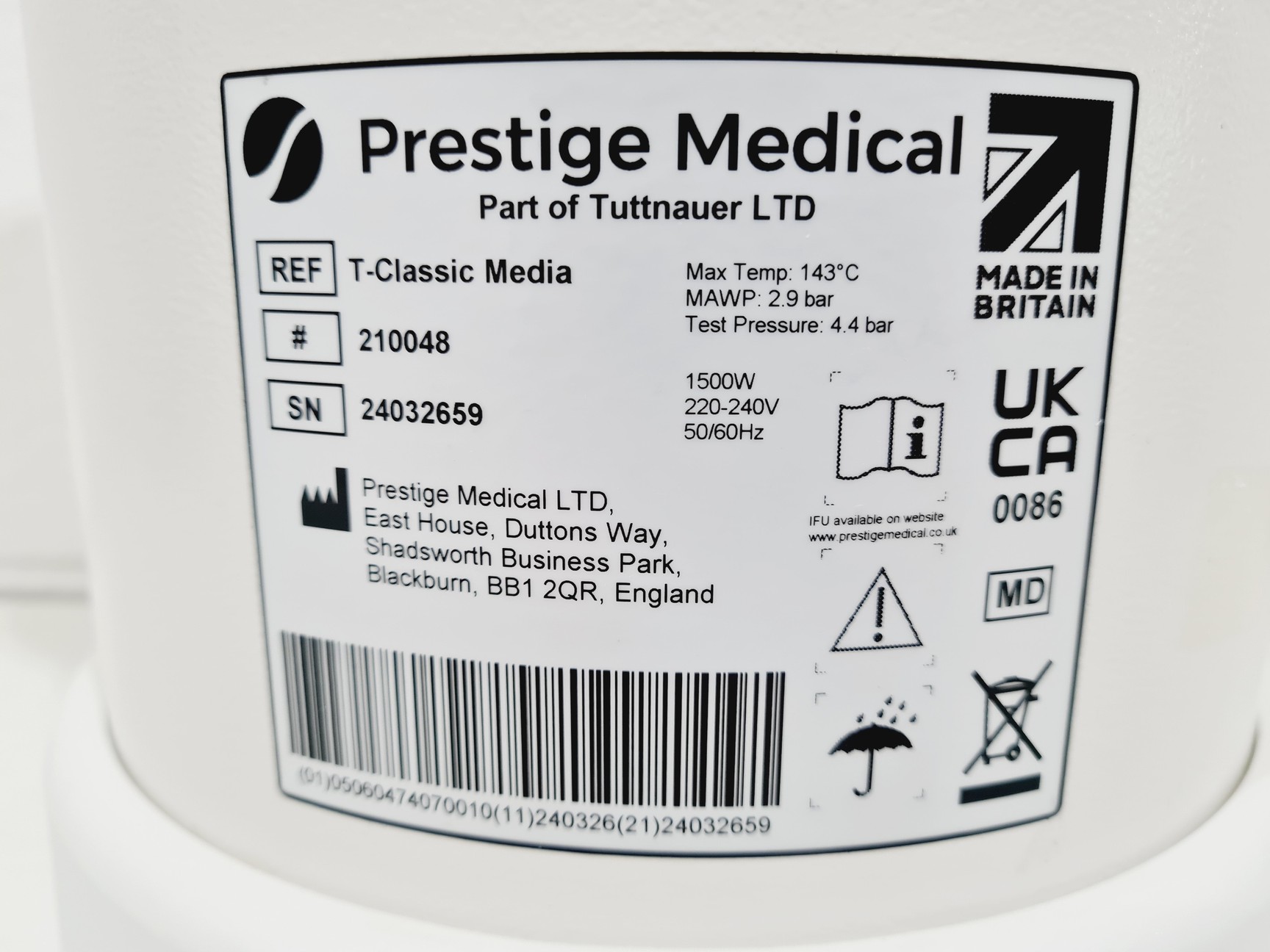 Image of Prestige Medical T-Classic Media Autoclave - 210048