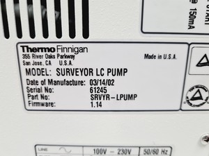 Thumbnail image of Thermo Finnigan Surveyor PDA Detector, Autosampler, LC Pump HPLC System
