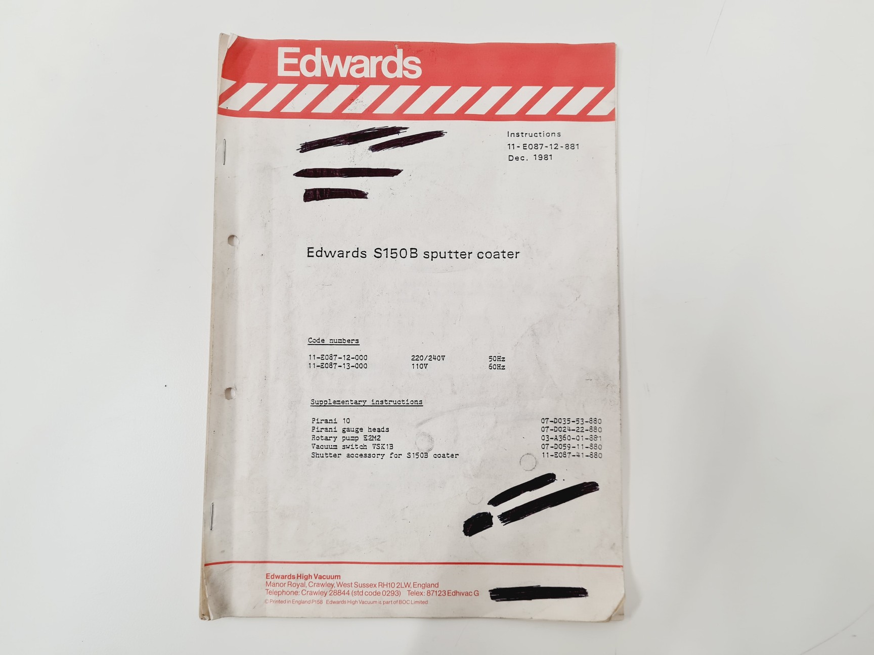Image of Edwards Sputter Coater S150B with Edwards S150 Carbon Evaporation Source