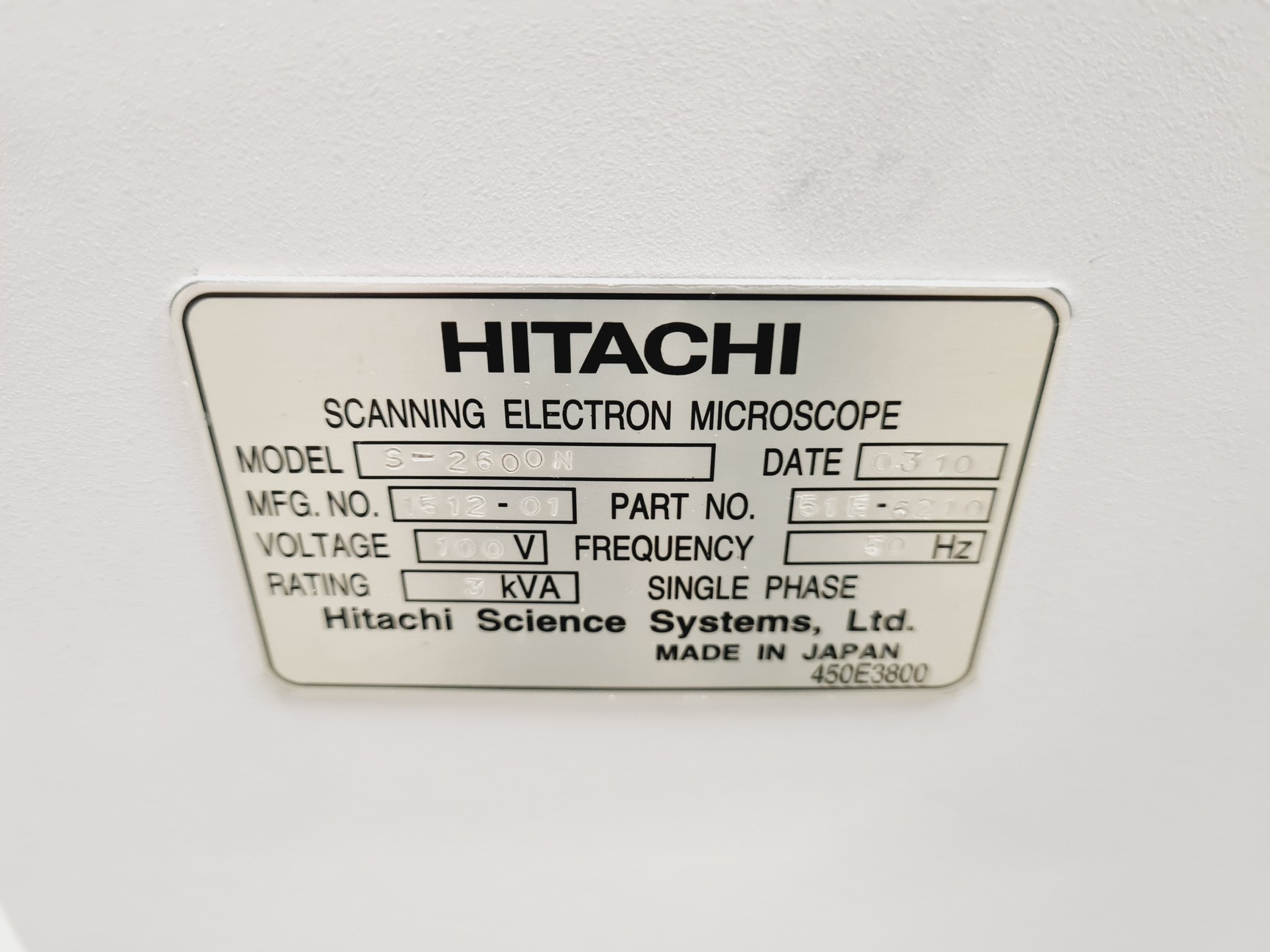 Image of Hitachi S-2600N Scanning Electron Microscope + Oxford X-Max 50 mm2 Inca detector