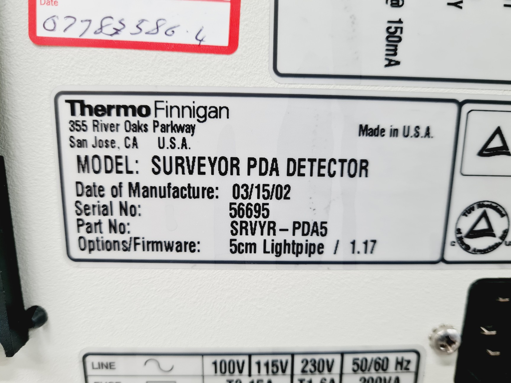 Image of Thermo Finnigan Surveyor PDA Detector Spares/Repair Lab