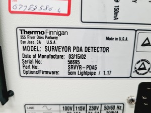Thumbnail image of Thermo Finnigan Surveyor PDA Detector Spares/Repair Lab
