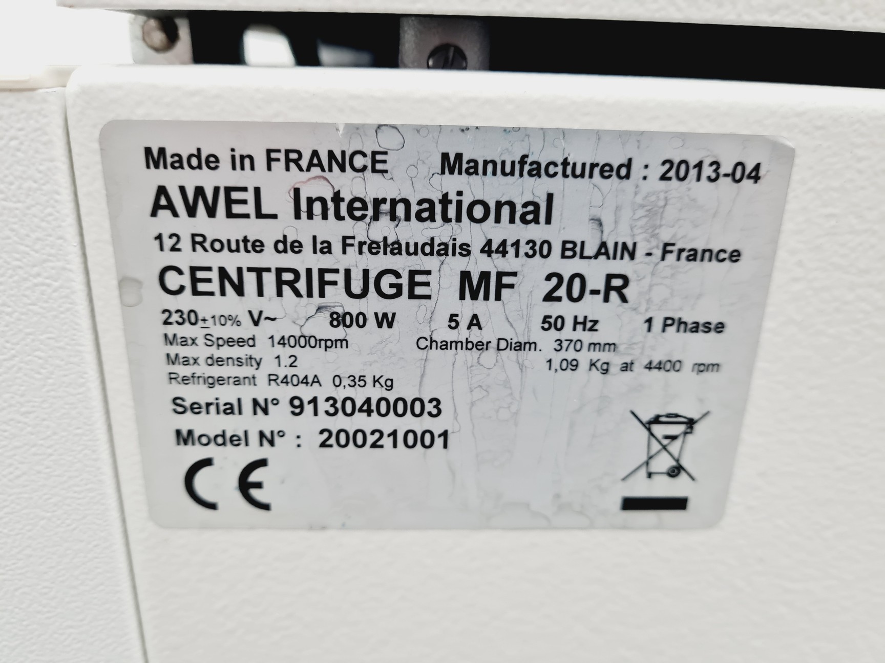 Image of Awel MF 20-R Centrifuge