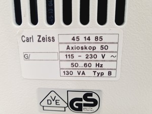 Thumbnail image of Carl Zeiss Axioskop 50 w/ HBO 50 & 4 x Objectives 10/16/40/100x NEOFLUAR