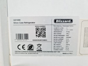 Thumbnail image of Blizzard GD1000 Show Case Refrigerator Lab