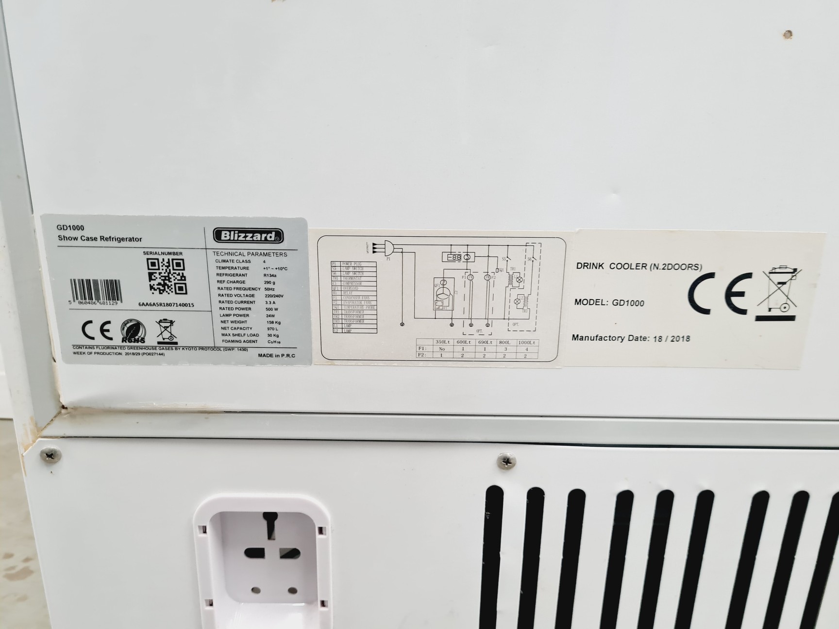 Image of Blizzard GD1000 Show Case Refrigerator Lab