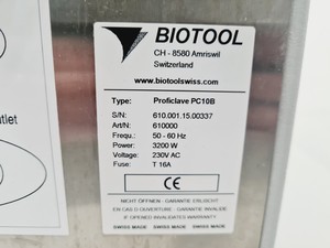 Thumbnail image of BioTool Proficlave PC10B Benchtop Laboratory Autoclave Lab
