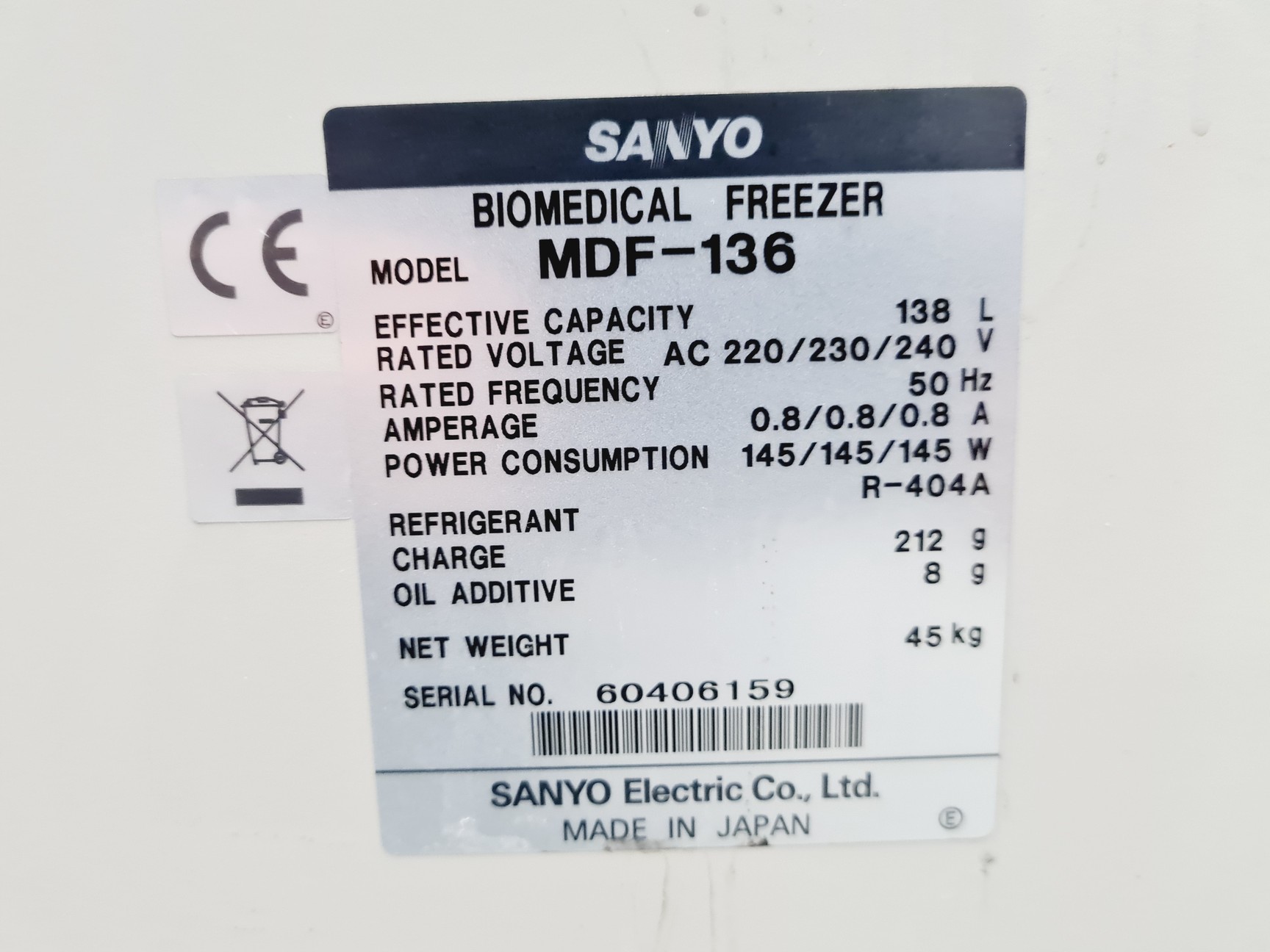 Image of Sanyo MDF-136 Biomedical Freezer -40ºc Lab