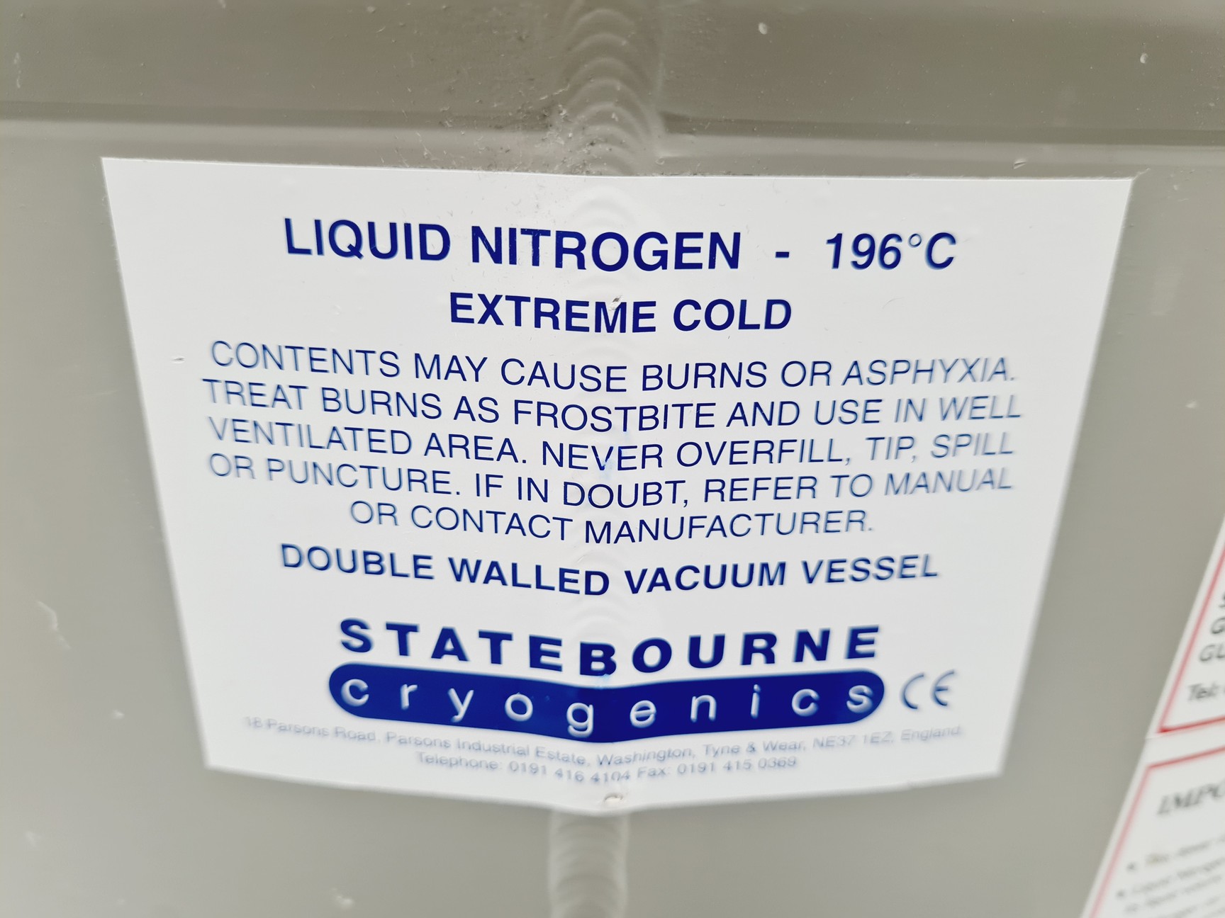 Image of Statebourne Biorack 750 Liquid Nitrogen Dewar Lab