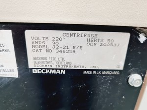 Thumbnail image of Beckman J2-21 Floor Standing Centrifuge Lab