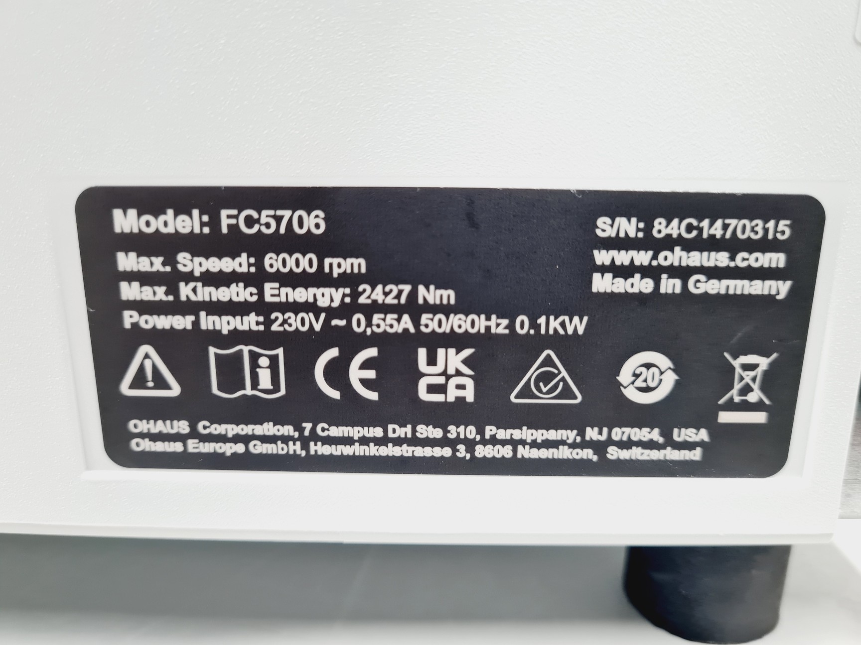 Image of OHAUS Frontier FC5706 Benchtop Centrifuge w/ OHAUS 21/490 Rotor Lab