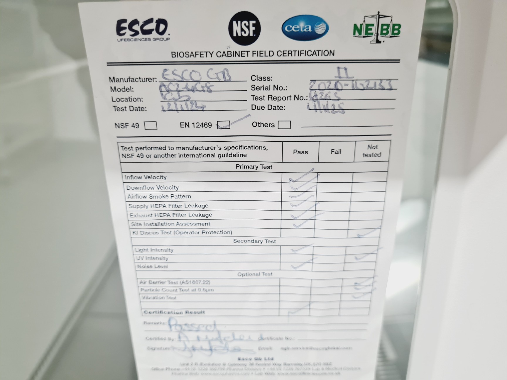Image of Esco Class II BSC Airstream Duo AC2-4G8 w/ Stand Lab