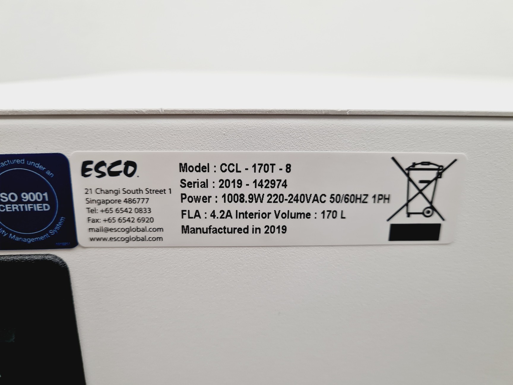 Image of ESCO CCL-170T-8 CelCulture CO2 Incubator Lab