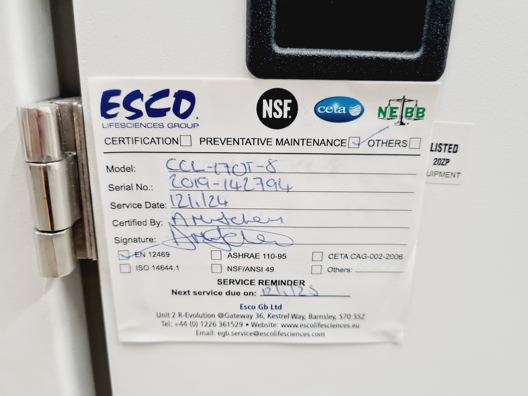 Image of ESCO CCL-170T-8 CelCulture CO2 Incubator Lab