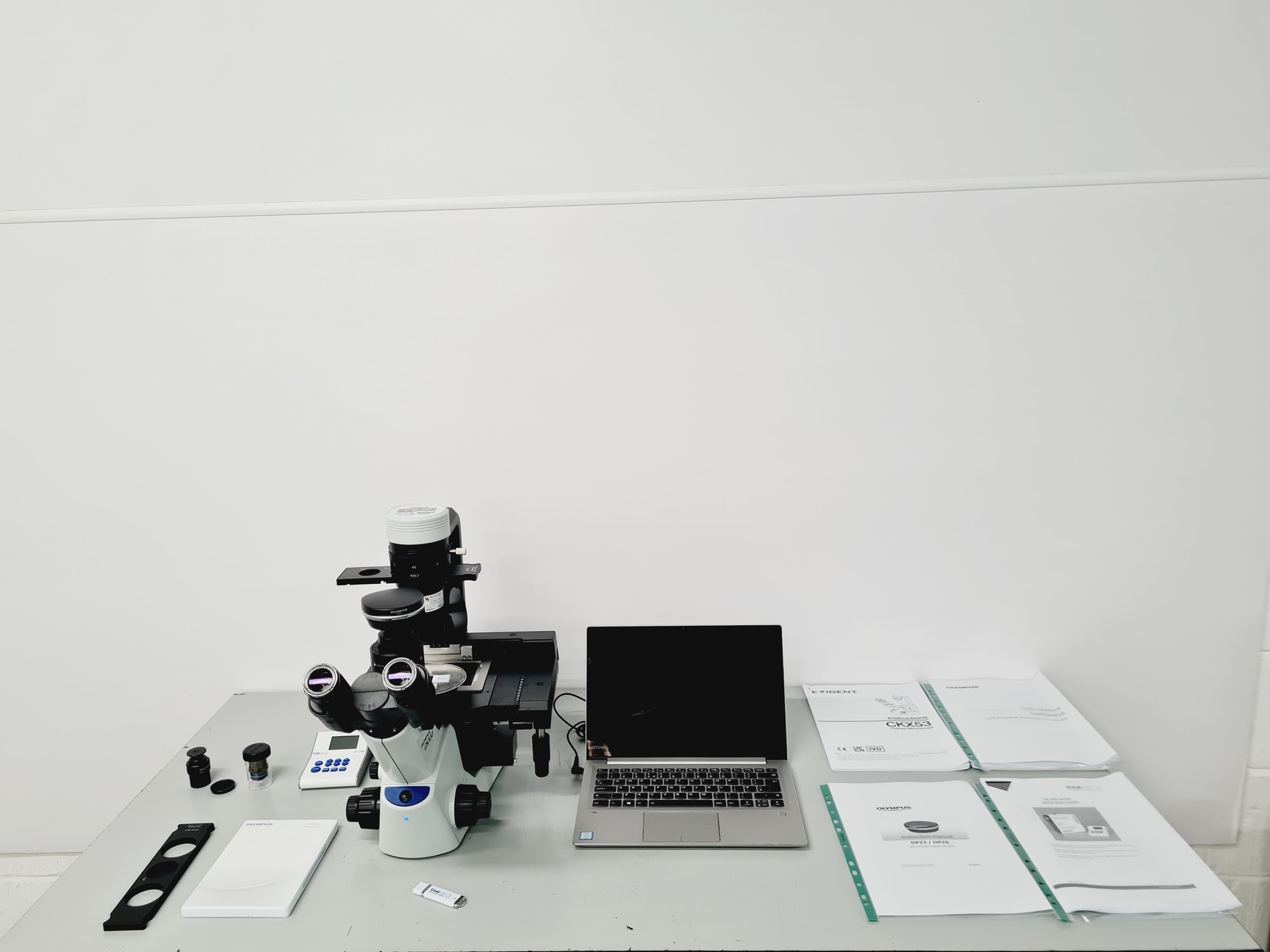 Image of Olympus CKX53 Microscope with CoolLED pE-300 w/ 4 x Objectives 2/4/10/20x Lab