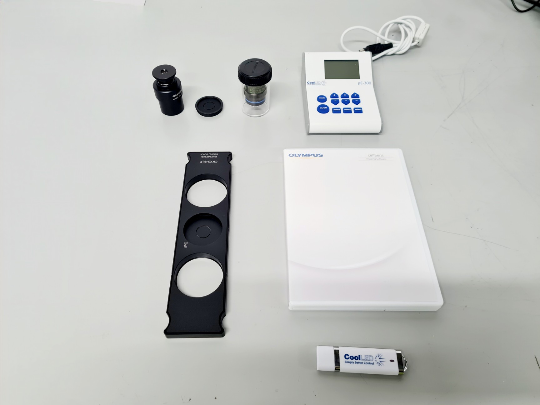 Image of Olympus CKX53 Microscope with CoolLED pE-300 w/ 4 x Objectives 2/4/10/20x Lab