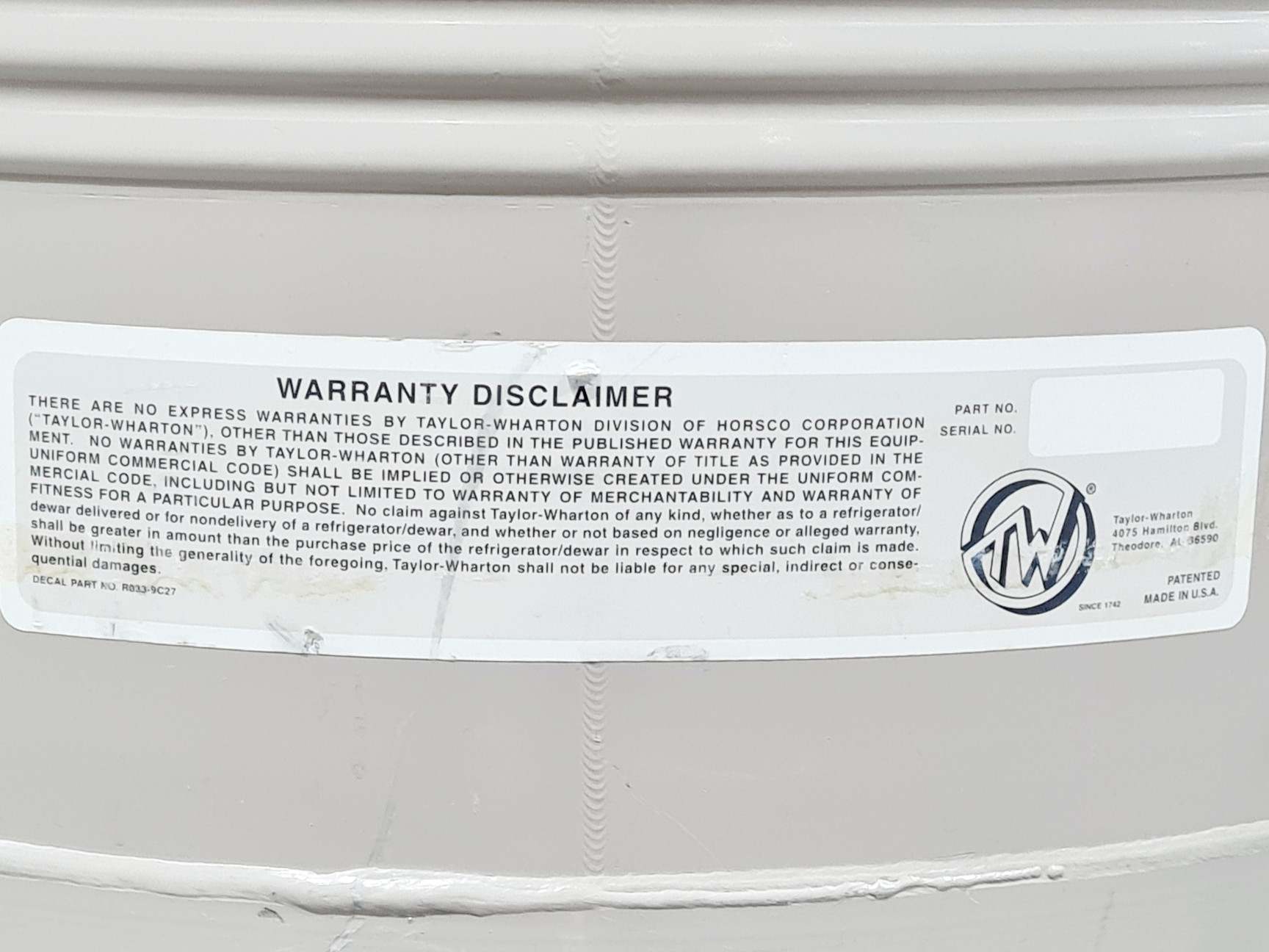 Image of Taylor-Wharton 35 LD Nitrogen Dewar for Dispensing on Wheeled Stand 