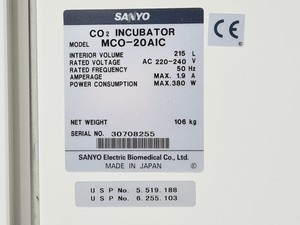 Thumbnail image of Sanyo MCO-20AIC CO2 Incubator Double Stack 