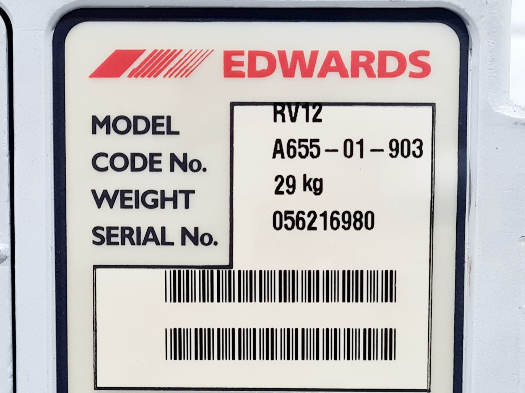 Image of Edwards 12 RV12 Rotary Vane Vacuum Pump Lab