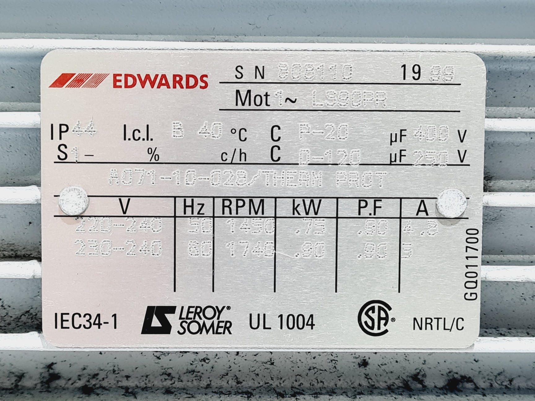 Image of Edwards 30 E2M30 Rotary Vane Dual Stage Vacuum Pump Lab