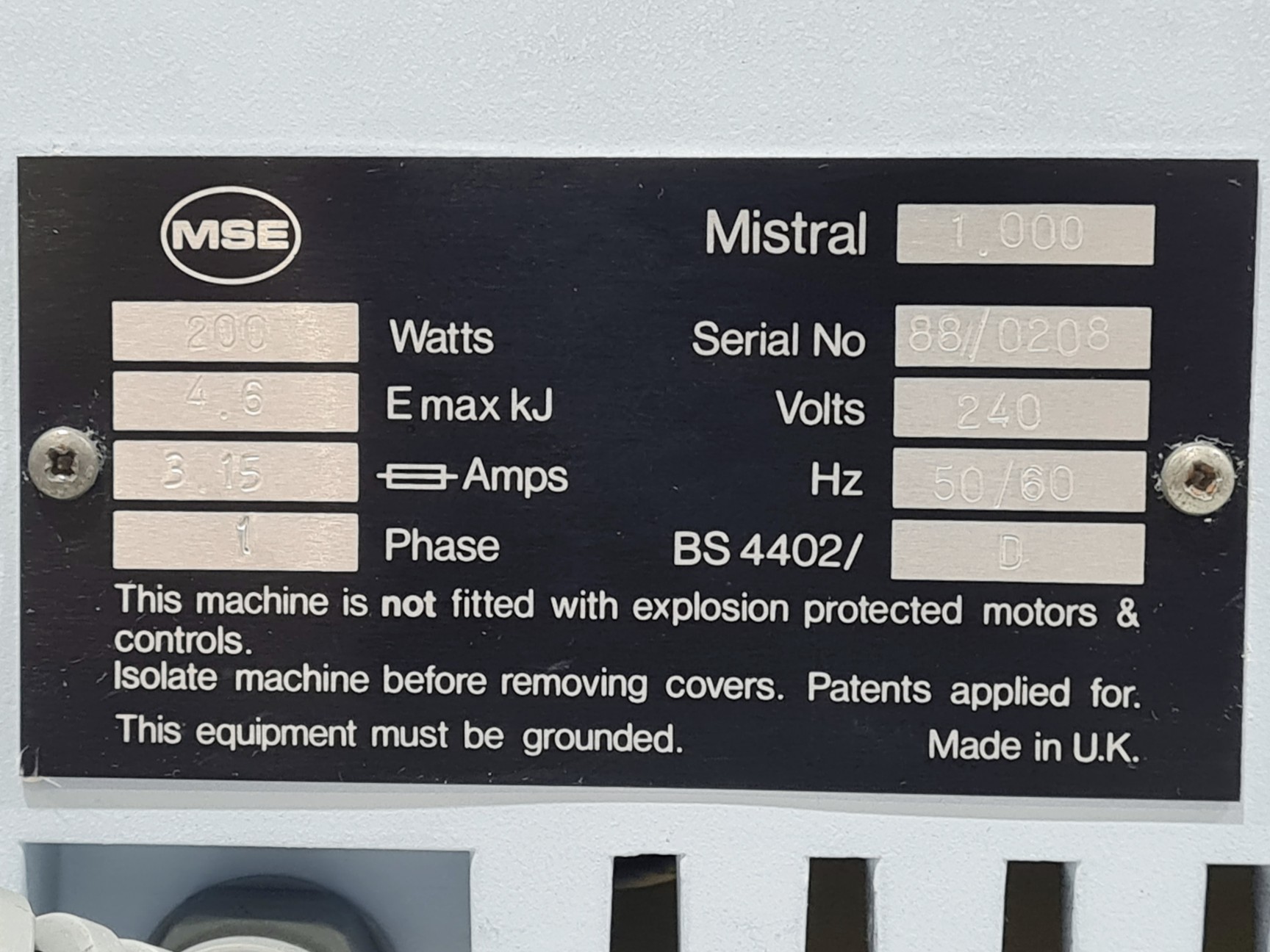 Image of MSE Mistral 1000 Benchtop Centrifuge w/ Swing-Out Rotor 3600RPM Lab