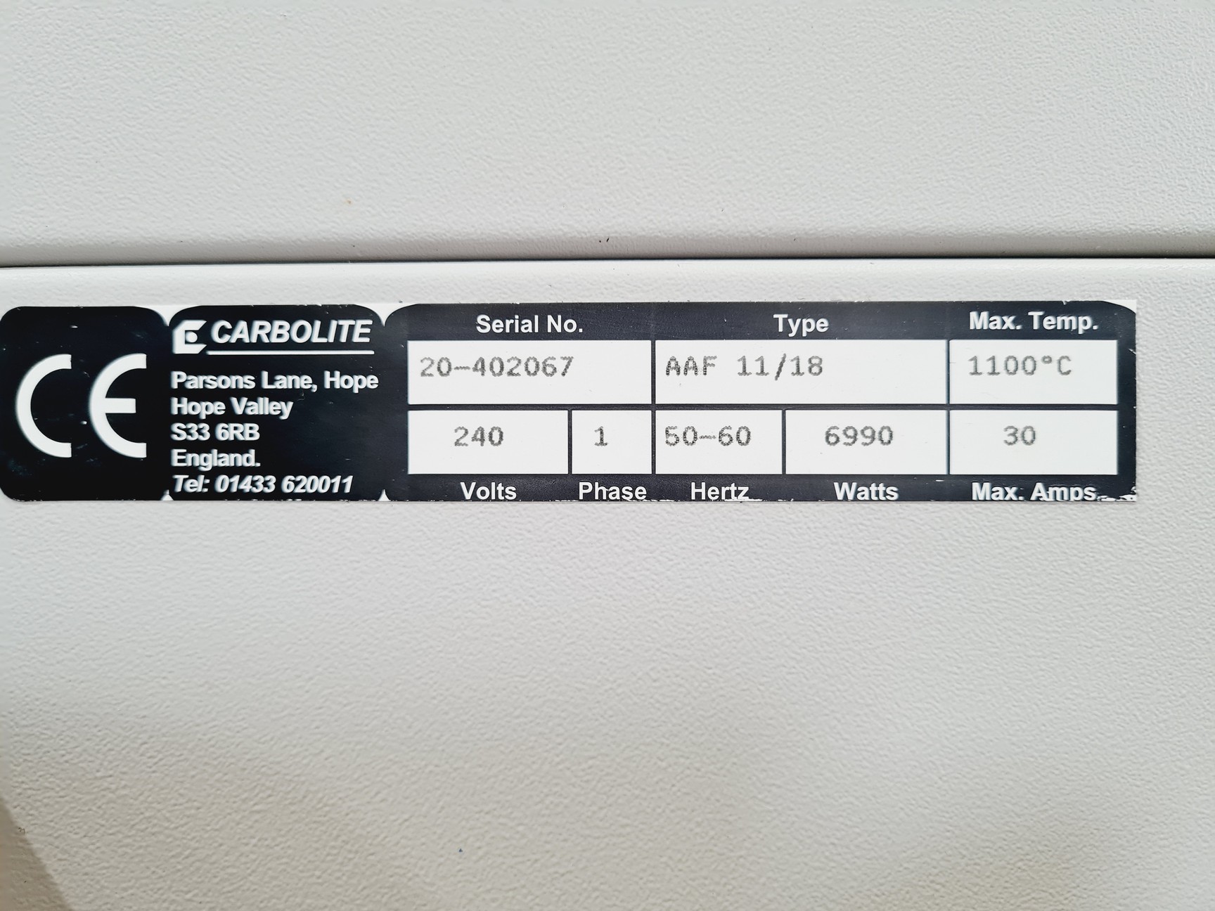 Image of Carbolite AAF1100 Furnace Model: AAF 11/18 Lab
