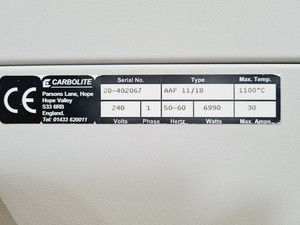 Thumbnail image of Carbolite AAF1100 Furnace Model: AAF 11/18 Lab