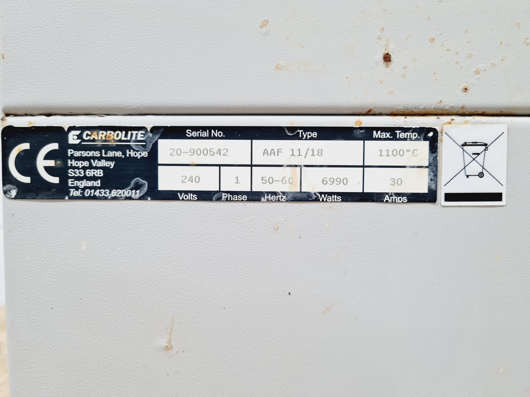 Image of Carbolite AAF1100 Furnace Model: AAF 11/18