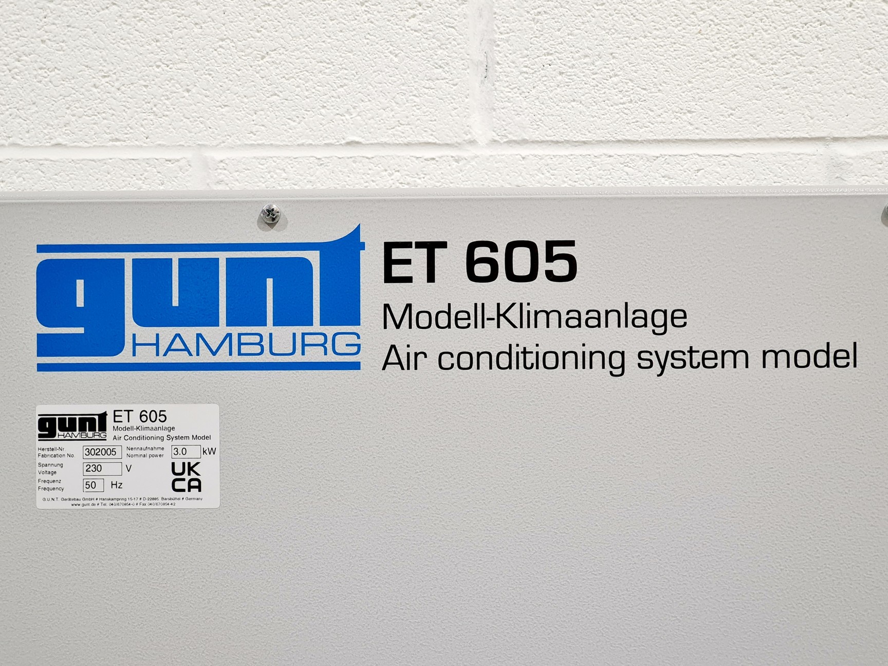 Image of GUNT ET 605 Air Conditioning System Training Unit / Educational Model