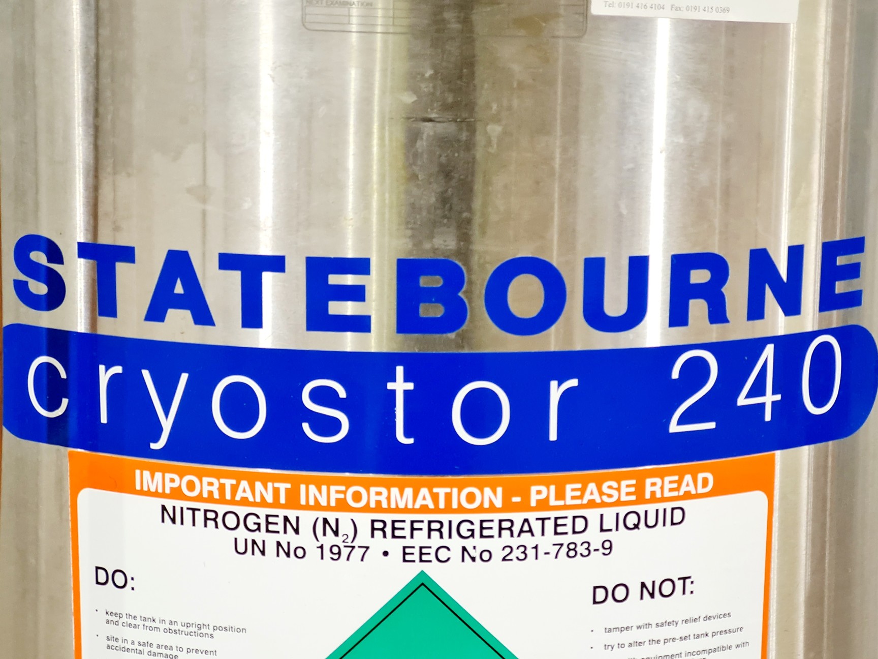 Image of StateBourne CryoStor 240 Stainless Liquid Nitrogen Storage Tank 