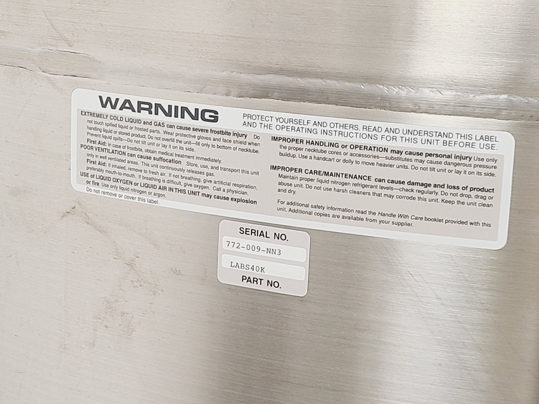 Image of Taylor-Wharton LABS-40K Liquid Nitrogen Cryogenic Storage Tank