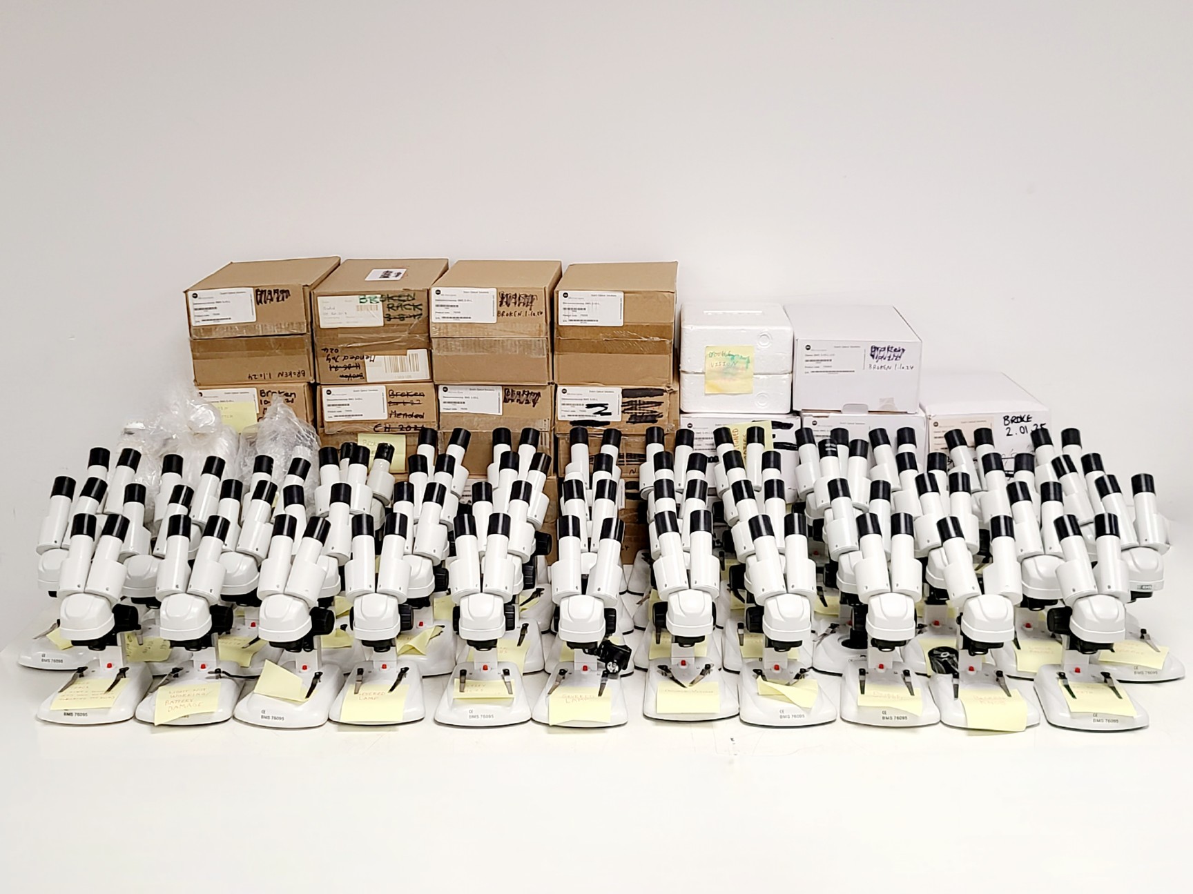Image of Lot of 156 x BMS S-05 Stereo Battery-Operated Light Microscopes 