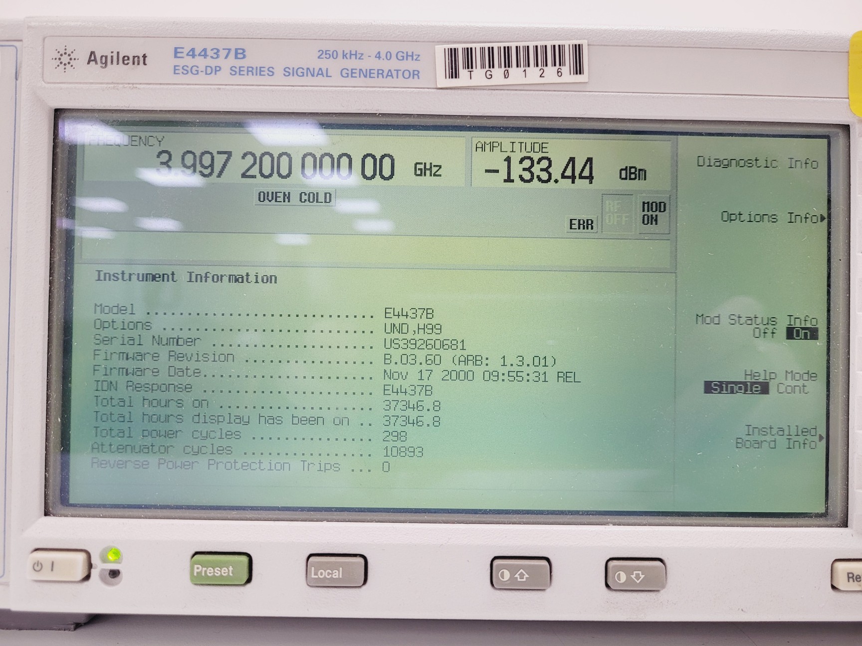 Image of Agilent E4437B ESG-AP Series Signal Generator