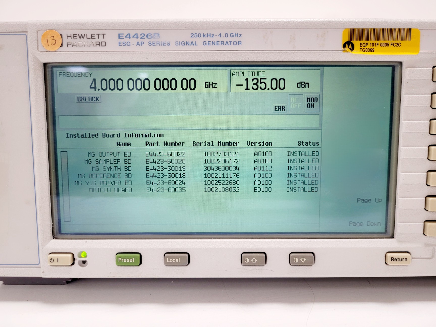 Image of Hewlett Packard E4426B ESG-AP Series Signal Generator