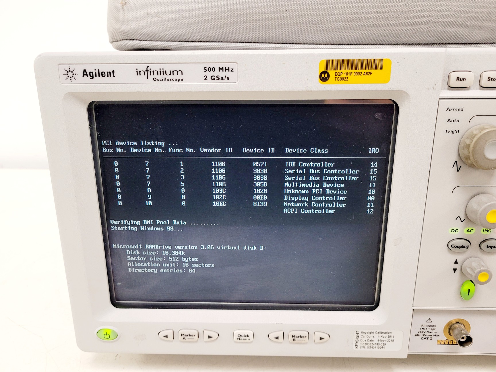 Image of Agilent Infiniium 54825A Oscilloscope 500 MHz 2 GSa/s