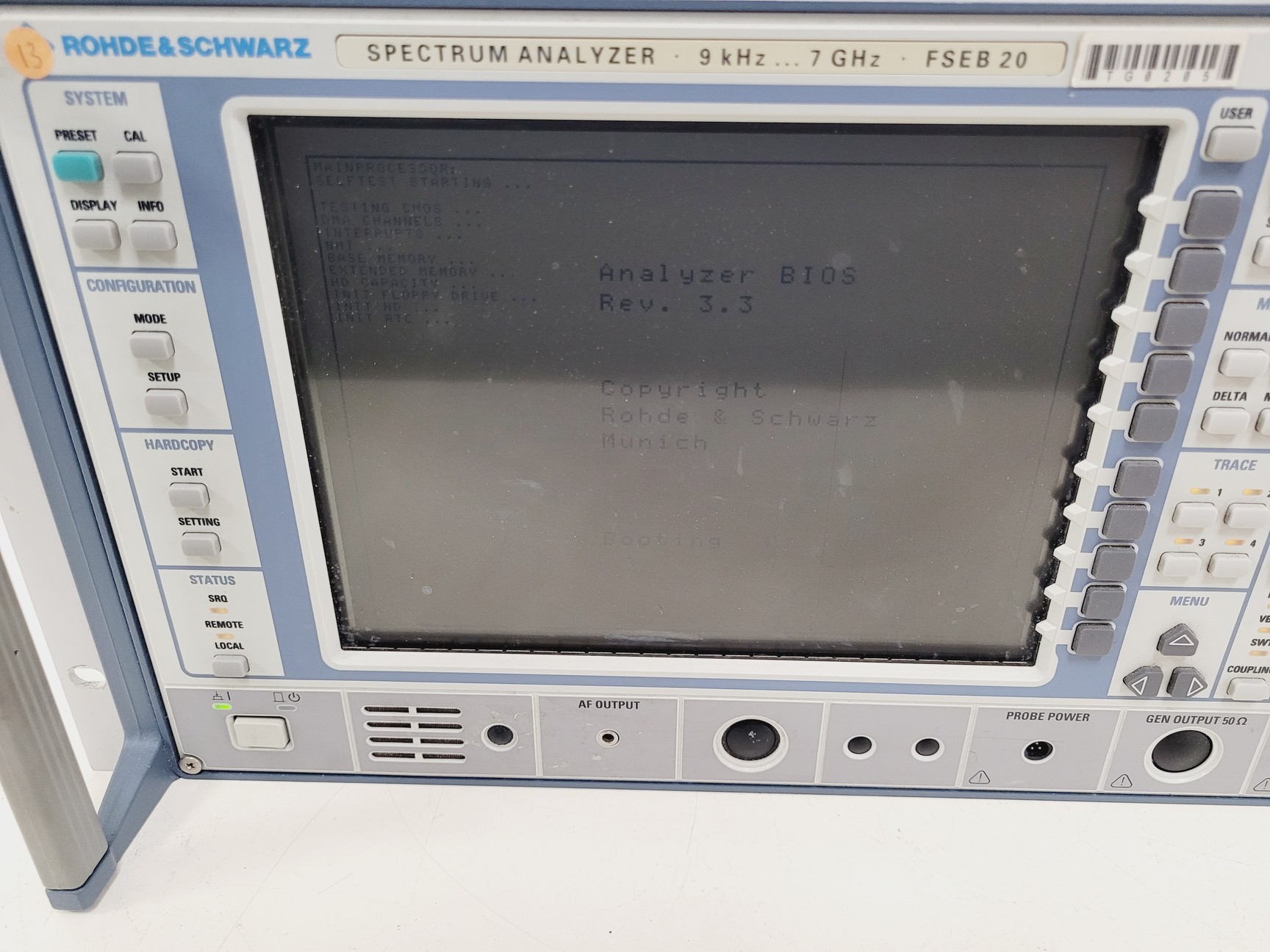 Image of Rohde & Schwarz Spectrum Analyzer 9kHz 7GHz FSEB 20