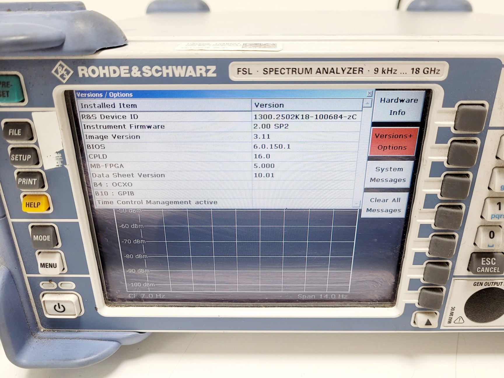 Image of Rohde & Schwarz FSL Spectrum Analyzer 9kHz 18GHz