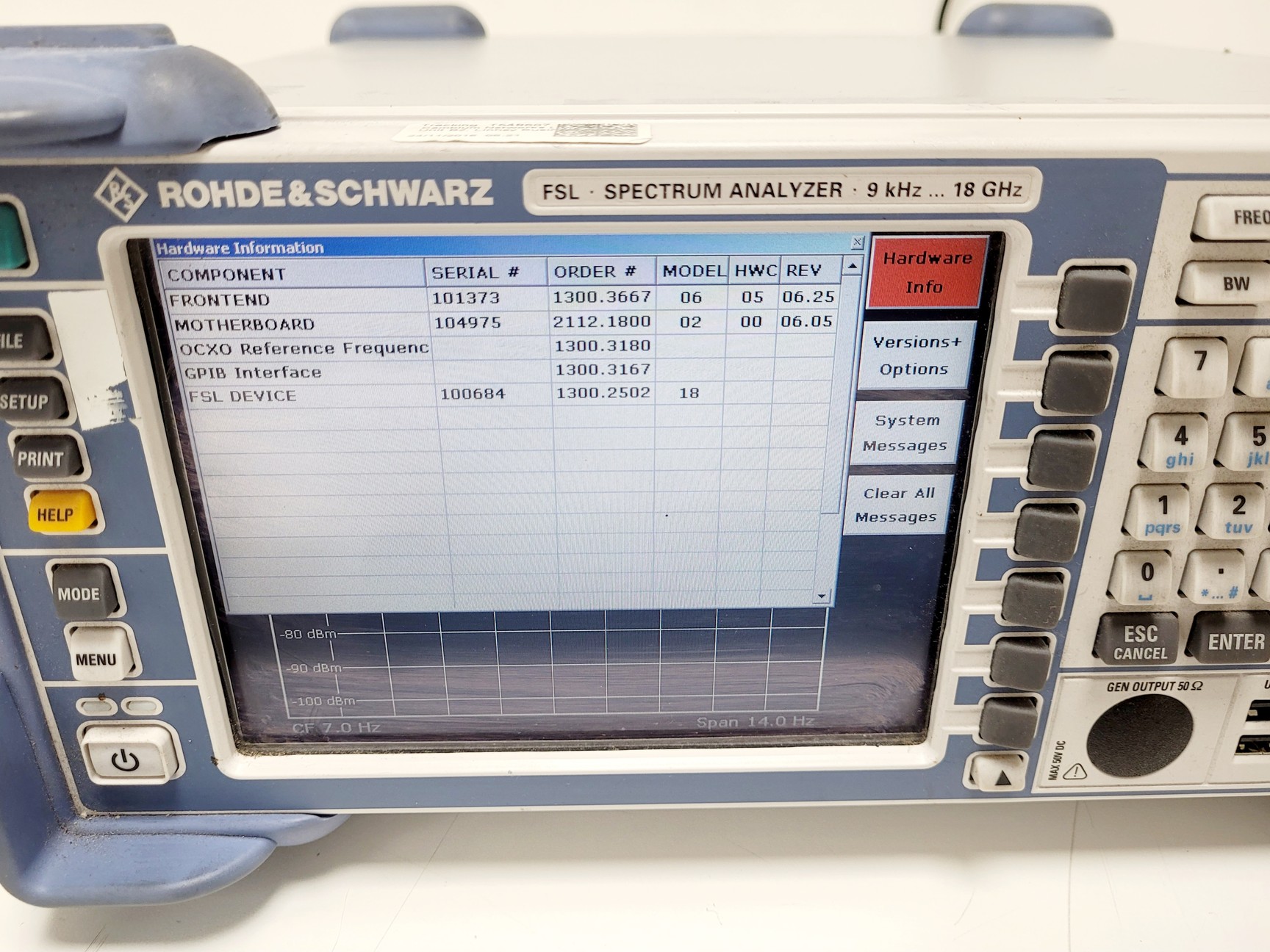 Image of Rohde & Schwarz FSL Spectrum Analyzer 9kHz 18GHz