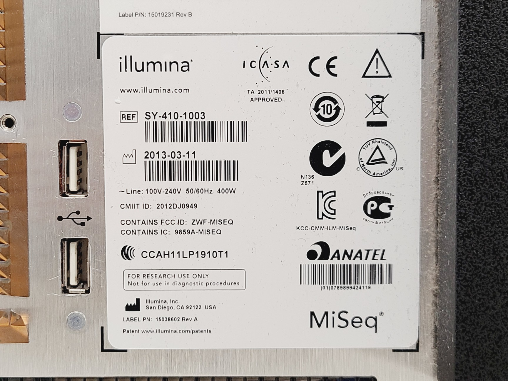 Image of Illumina MiSeq DNA Sequencer