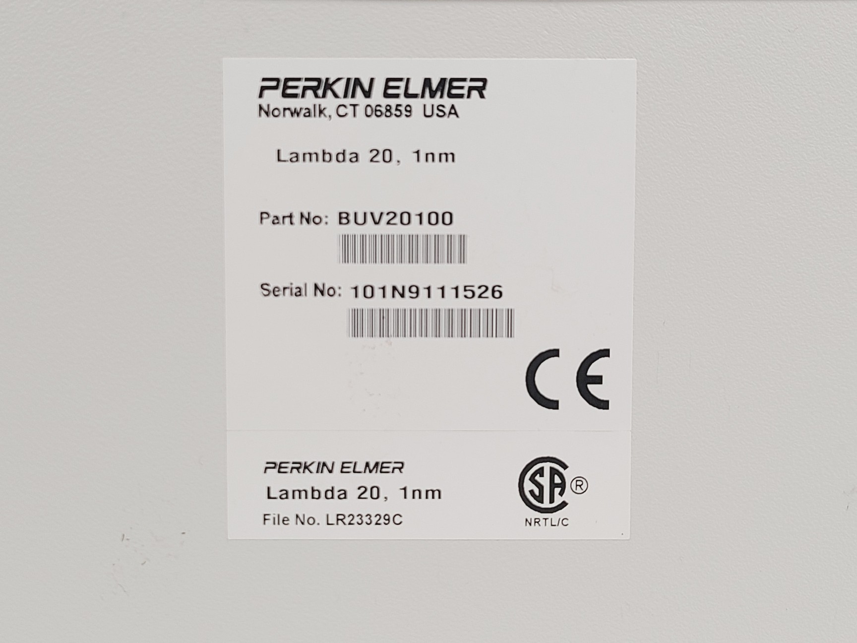 Image of Perkin Elmer Lambda 20 UV-Vis Spectrometer