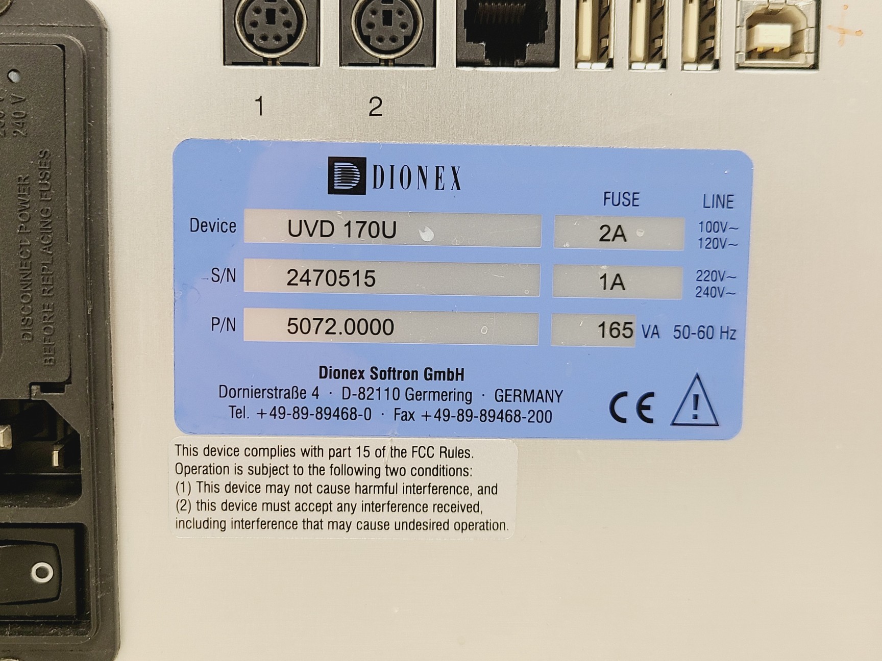Image of Dionex UVD170U W/ P680 HPLC Pump and SOR-100 Solvent Rack Chromatography