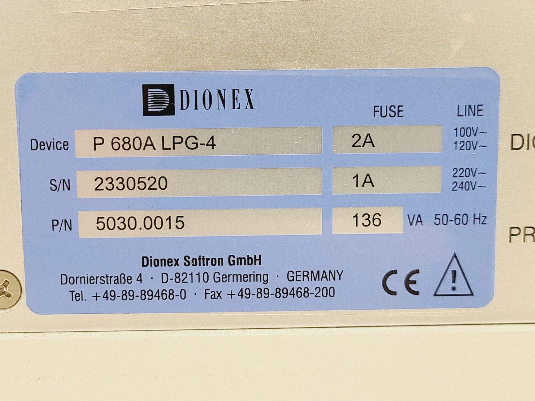 Image of Dionex UVD170U W/ P680 HPLC Pump and SOR-100 Solvent Rack Chromatography