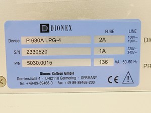 Thumbnail image of Dionex UVD170U W/ P680 HPLC Pump and SOR-100 Solvent Rack Chromatography