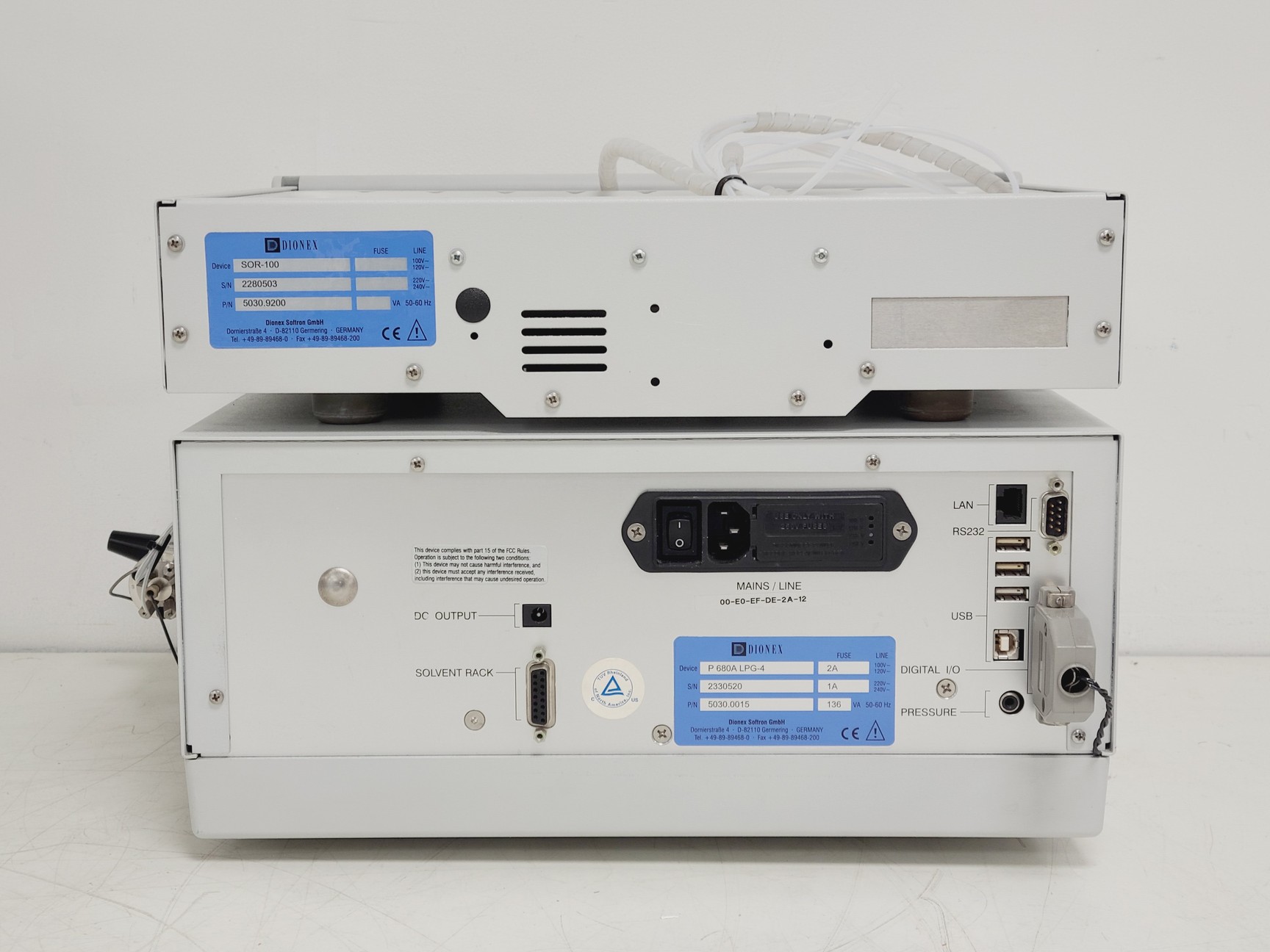 Sor Rack Dionex UVD170U W/ P680 HPLC Pump and SOR-100 Solvent Rack Chromatography